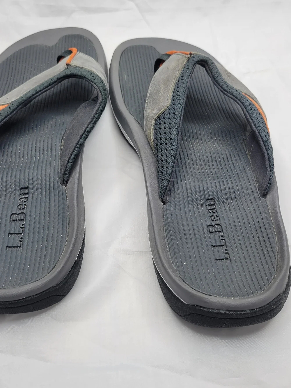 L.L. Bean Men's Gray & Orange Flip Flops